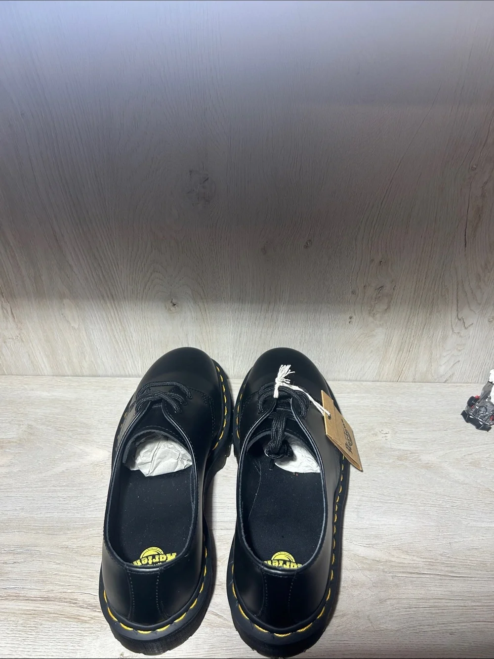 🖤 Dr. Martens Kids Black Leather 3-Eye Shoes | Yellow Stitching ✨